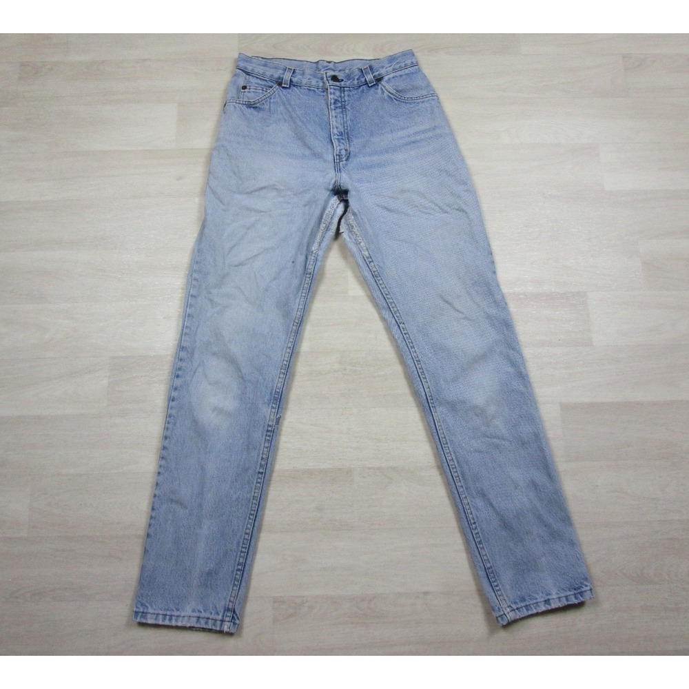 Vintage 80s Levi's Denim Mom Jeans Womens 28x31 White Tab Distressed Light‎ Wash
